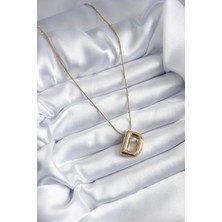 Çelik Zincirli D Harfli Gold Renk Bubble Kolye