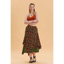 Bağlama Detaylı Beli Lastikli Salaş Etek