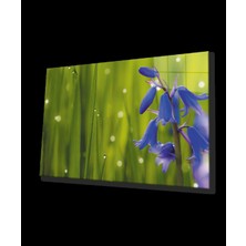 Mavi Çiçek Yeşil Cam Tablo   Blue Flower Green