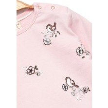 Kız Bebek %100 Pamuk Pembe Sweatshirt - Desenli Kız Sweatshirt