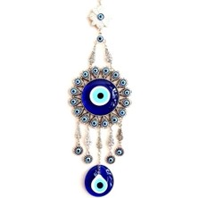 Ett Yuvarlak Nikel Kaplamalı Zamak Döküm Nazar Boncuğu Duvar Süsü