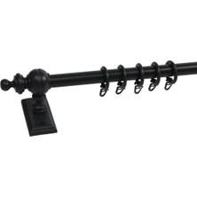 Siyah 225 cm Raysız Rustik Perde Askı Seti (Ahşap Başlık ve Aluminyum Boru)