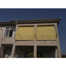 MARKAHİL Her Ölçüde Enxboy Seçenekli Bağcıklı Çizgili Balkon Perdesi Balkon Brandası