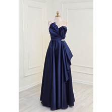 Lacivert Taşlı Abiye 8024