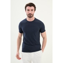 MCR Çizgili Slim Fit Bisiklet Yaka Erkek T-Shirt