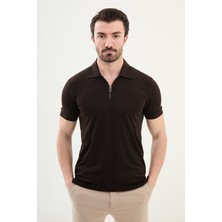 Penye Polo Fermuarlı Yaka