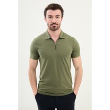 Penye Polo Fermuarlı Yaka