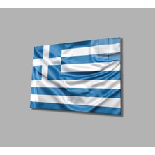 Yunanistan Bayrağı Cam Tablo Greece Flag
