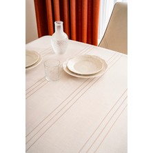 NEEA HOME Zer-I Sofra Düz Çizgili Krem Renk Pratik Dertsiz Masa Örtüsü 160 x 220