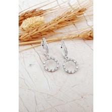 Sümer Telkari Halka Tasarım Sallantılı Rodyumlu Gümüş J Küpe 7336