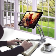 Aots® 360 Derece Dönebilen Mutfak Masaüstü Telefon Tablet Tutucu Ayarlanabilir Esnek Ayaklı Metal