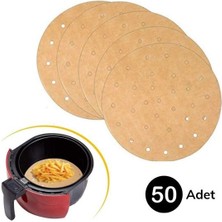 Aots® 50 Adet Air Fryer Pişirme Kağıdı Tek Kullanımlık Gıda Pişirme Kağıdı Delikli Yuvarlak Model