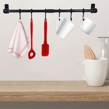 Aots® Duvara Monte Edilen 6 Kancalı Dekor Kaşıklık ve Kupa Askısı