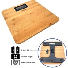 Aots® Techfit Bambu Banyo Baskülü Yüksek Hassasiyetli Darbelere Dijital Dayanıklı Terazi Tf 1065 M