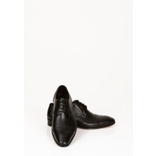 Svm Shoes Deri Siyah Klasik Ayakkabı, Bağcıklı Siyah Şık Erkek Kundura, Tabanlı Damat Ayakkabısı
