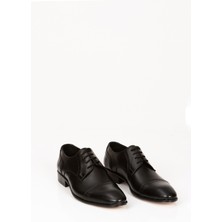 Svm Shoes Deri Siyah Klasik Ayakkabı, Bağcıklı Siyah Şık Erkek Kundura, Tabanlı Damat Ayakkabısı