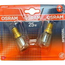 (2'li Paket) OSRAM 25W SARI IŞIK E14 DUYLU (Ince Duy) Buzdolabı Ampulu