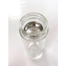 Cam Matara Çift Cidarli / Bambu Ahşap Kapaklı / Çelik Süzgeçli 250 ml