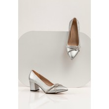 Svm Shoes Gri Taşlı Topuklu Ayakkabı/kadın Kalın Kısa Topuklu Ayakkabı/şık Kırçıllı Taşlı Topuklu Ayakkabı