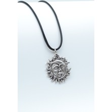 Bu Farklı Güneş ev Ay Deri ip Kolye - Gümüş Kaplama - Kadın Erkek Kolye - No:743