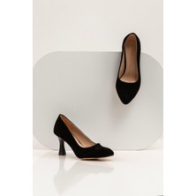 Svm Shoes Süet Kadın Kadeh Topuklu/siyah Süet Ayakkabı/şık Gece Ayakkabısı / Siyah Ince Topuklu Ayakkabı