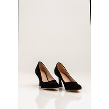 Svm Shoes Süet Kadın Kadeh Topuklu/siyah Süet Ayakkabı/şık Gece Ayakkabısı / Siyah Ince Topuklu Ayakkabı