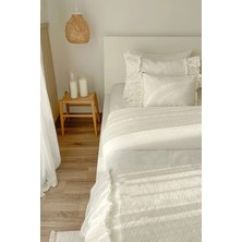 Ritmo Home Çeyiz Seti (Nevresim Takımı ve Yatak Runer Seti) Kırık Beyaz Fistolu Fırfırlı
