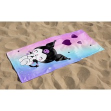 Erays Home Kuromi Desenli Dijital Baskılı Plaj Banyo Havlusu Kız Çocuk Plaj Havlusu Beach Towel