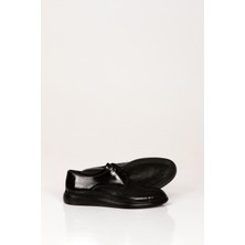 Svm Shoes Deri Parlak Siyah Klasik Ayakkabı, Bağcıklı Siyah Şık Erkek Kundura,  Tabanlı Ayakkabı