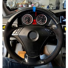 Bmw E60 Uyumlu Alkantra-Kristal Karbon Mavi Yüzüklü