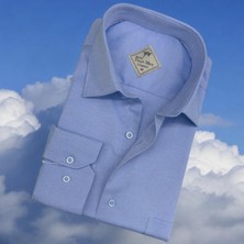 Pamuklu Klasik Uzun Kollu Mavi Cepli Erkek Gömlek (Regular Kalıp)