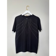 Triko Taş Detaylı Kısa Kollu Kazak