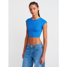 Dilvin 30528 Pamuk Ve Modal Karışımlı Crop Top-Siyah