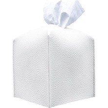 Storemax Spring Modern Pu Deri Peçete Kutusu Kapağı, Basit Düz Renk Tutucu Kare Peçete Çantası, Banyo, Ofis, Araba, Açık Çadır, Yemek Masası İçin Ideal, 13 x 13 x 13 cm, Beyaz