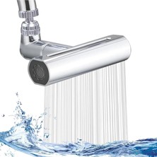 Storemax Ayarlanabilir Mutfak Armatür Musluk Başlığı, 4 Farklı Modlu Su Tasarruflu Fonksiyonel Musluk Batarya Başlığı, Şelale Mutfak Bataryası, Şelale Modlu, Sıçramaya Dayanıklı Mutfak Lavabo (Gri)