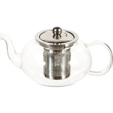 Cam Bitki Çayı Demliği 600 ml - Çelik Süzgeçli Demlik