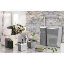 Primanova Toskana Gri Banyo Seti 5 Parça Suya Dayanıklı Modern Stil ile Şık Tasarım