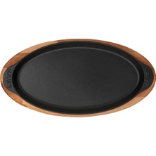 Pişirme Kabı, Lv Eco Bt 1529 T9 K4 Balık Tavası ve Ahşap Tabağı, Integral Metal, Ölçüler 15 x 29 Cm, Dökme Demir, Siyah