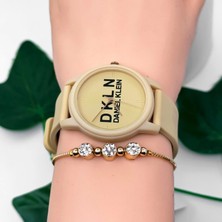 Daniel Klein DK.1.12645.6 Silikon Kordon Kadın Kol Saati 3 Atm Suya Dayanıklı Bej ZMDK1173
