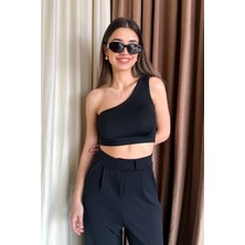 Kadın Tek Omuz Askılı Crop Bluz 6170