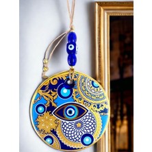 Evimdeyokyok Çini Gold Desen Nazar Boncuklu Gözlü Duvar Süsü Tdrtr
