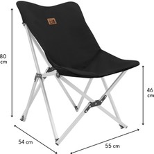 Box&Box Alüminyum Katlanabilir Kamp Sandalyesi, Piknik Sandalyesi, Taşıma Çantalı, Kumaş, Siyah