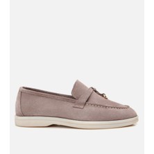 Hotiç Kadın Süet Deri Vizon Klasik Loafer