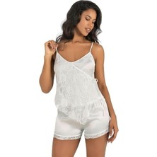 Belle Vista Ekru Saten Şort Takımı 9204