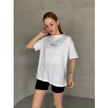 T-921 Beyaz The Brand Yazılı Enjeksiyon Baskı Bisiklet Yaka Tişört