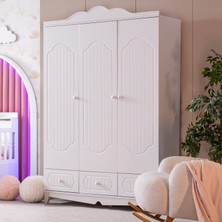 Setay Gardırop, Flower 3 Kapaklı Çekmeceli Dolap - Beyaz