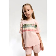 U.s. Polo Assn. US2071 A. Somon Pamuklu Kız Çocuk Kısa Kollu Şort Takım