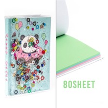 Vuki Simli ve Sulu Kapaklı Renkli Sayfalı Desenli Mini Defter