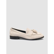 Cabani %100 Hakiki Deri Bej Süet Kadın Loafer