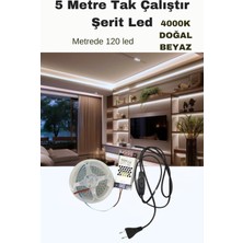 Dolap / Duvar 5 Metre Tak Çalıştır Mt/120 Led Şerit Led - 4000K DOĞAL BEYAZ